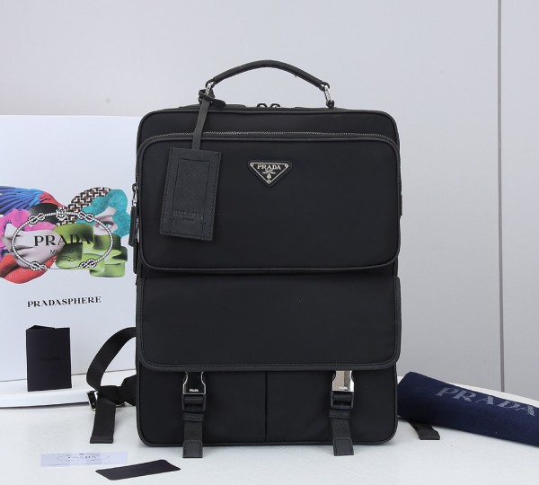 Prada Leather Backpack Black PR097
