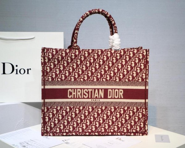 Dior Oblique Embroidery Book Tote Bag Burgundy (DR-BG-A045)