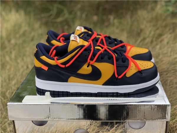 OFF-WHITE x Nike Dunk Low "Michigan" University Gold (OW-N010)