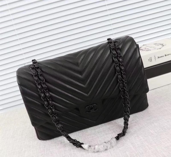 Chanel Double Flap Classic Handbag (CH229V-Pure-Black)