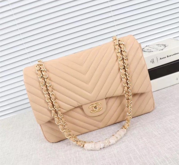Chanel Large Double Flap Classic Handbag (CH229V-Apricot)