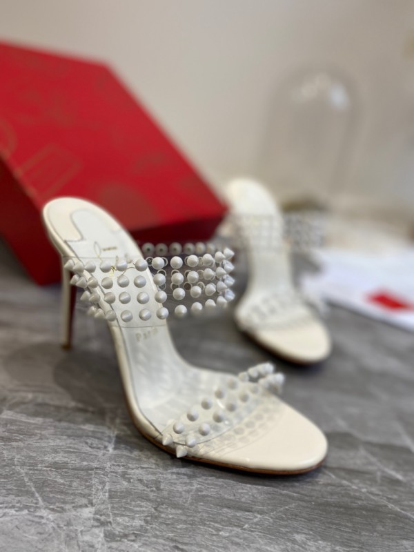 Christian Louboutin Spiked Mule White CL-H030