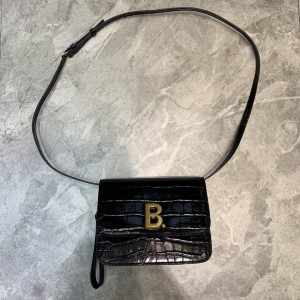 Balenciaga Small B Bag Crocodile Black BGSB-004 