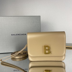 Balenciaga B Small Leather Bag in Gold BGSB-0015 