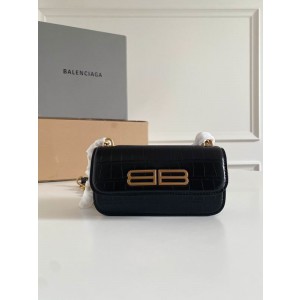 Balenciaga Gossip Small Crocodile Bag Black BGSSB-001
