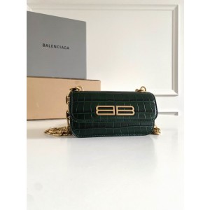 Balenciaga Gossip Small Crocodile Bag Dark Green BGSSB-003