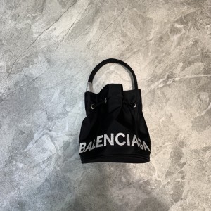 Balenciaga Wheel Mini Drawstring Bag Black BGWXS-001 