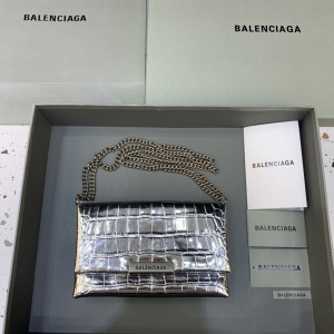 Balenciaga Triplet Silver Crocodile WOC BTSLB-001