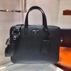 Prada Saffiano Leather Briefcase Black PR049
