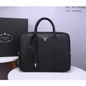 Prada Saffiano Leather Briefcase Black PR072