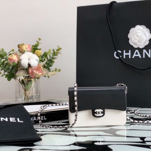 Chanel Mini Evening Bag White/Black AS2534