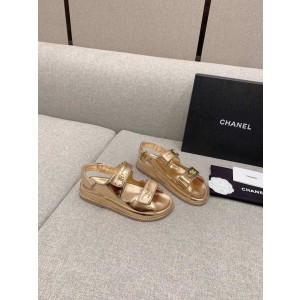 Chanel Women Sandals Gold CHN-055