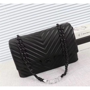 Chanel Double Flap Classic Handbag (CH229V-Pure-Black)