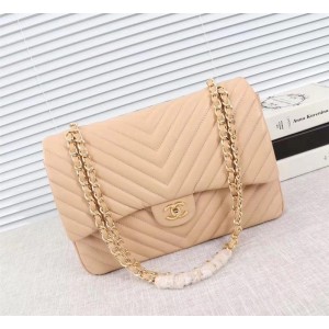 Chanel Large Double Flap Classic Handbag (CH229V-Apricot)