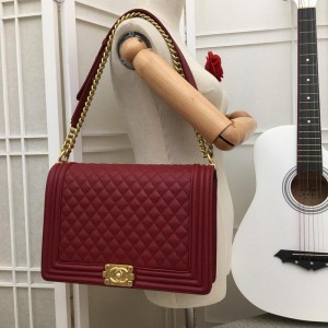 Chanel Large BOY CHANEL Handbag (CH029-Wine-Red)