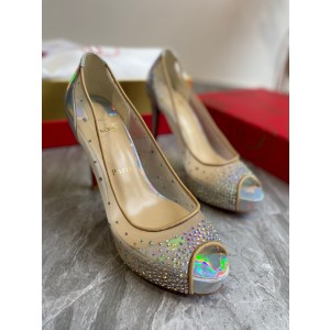 Christian Louboutin Rhinestone Peep Toe Pump CL-H021