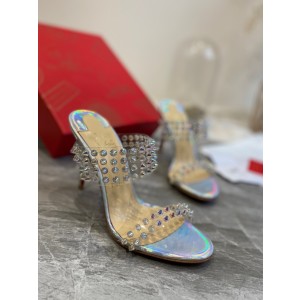 Christian Louboutin Spiked Mule Silver CL-H036