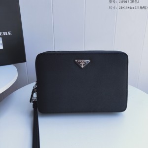 Prada Black Leather Clutch PR160