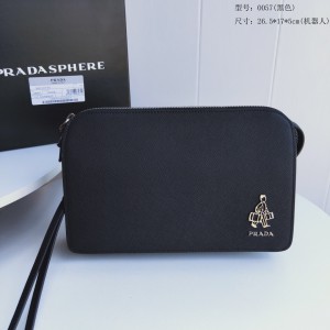 Prada Black Leather Clutch PR152