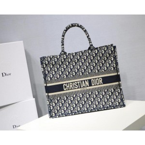 Dior Oblique Embroidery Book Tote Bag Blue (DR-BG-A044)